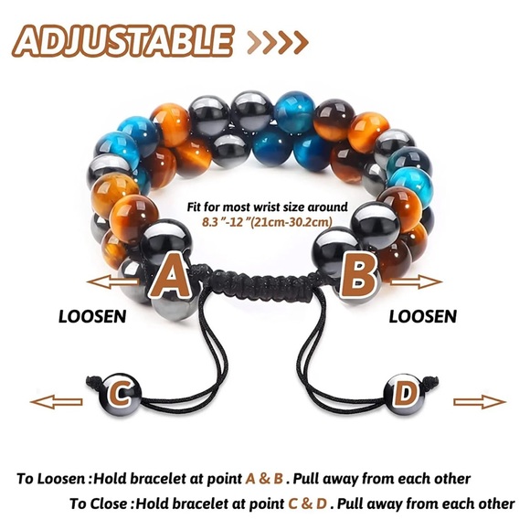 Triple Protection Bracelet Fashion Crystal Bracelet for Men Women Tiger Eye Bead - Picture 3 of 3